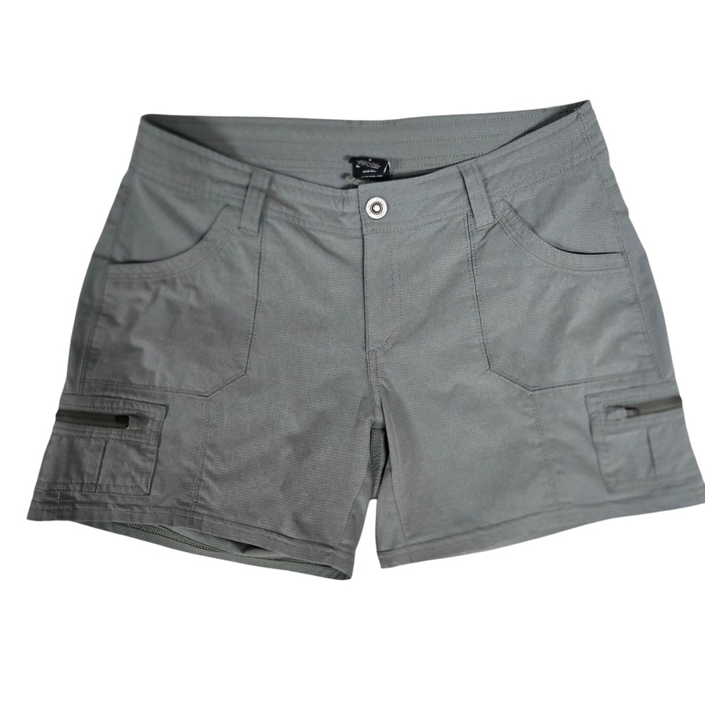 Kuhl Cargo Hiking Shorts Ripstop Zipper Pockets Outdoor Sage Green Womens Size 6